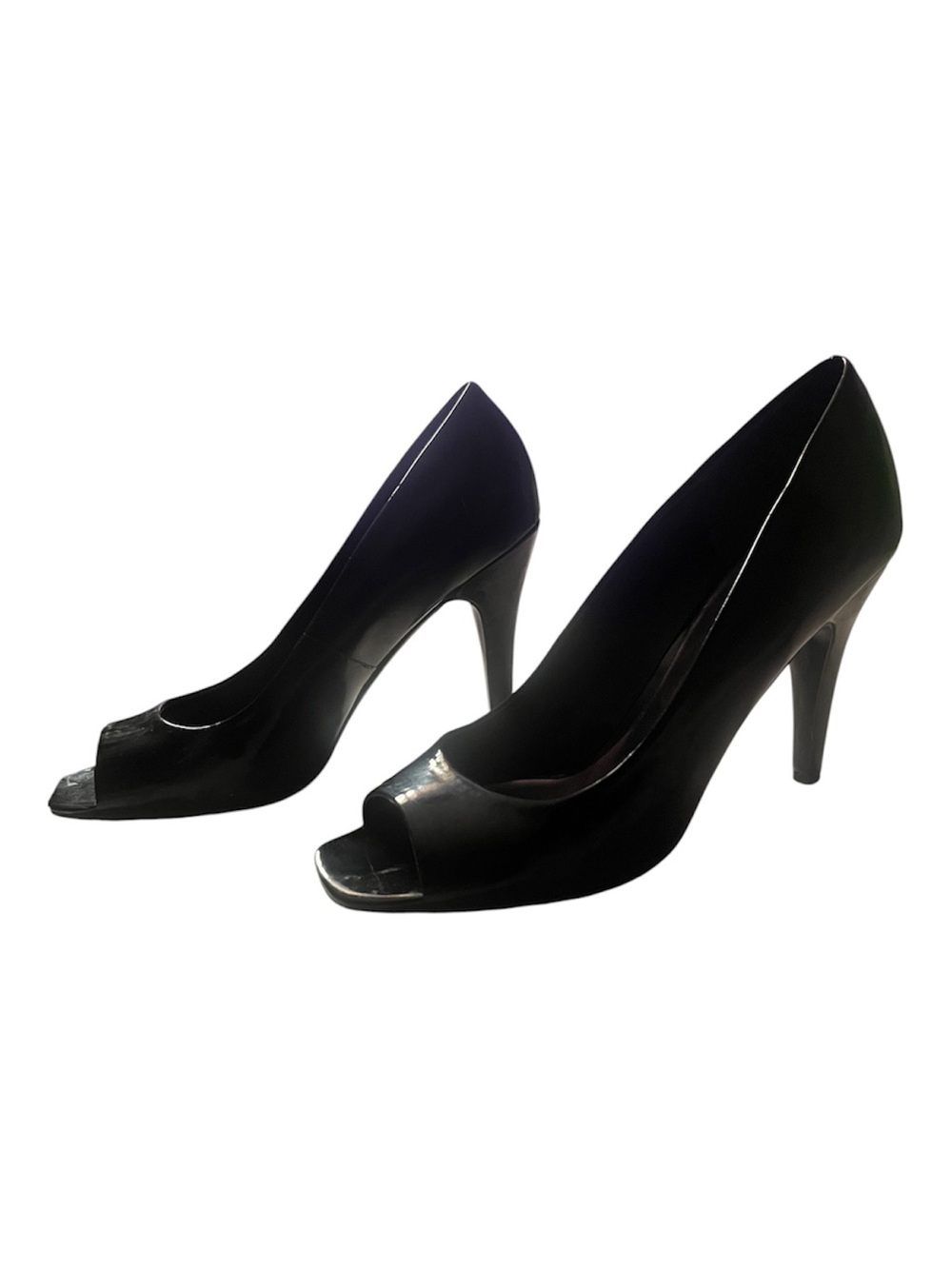 apostrophe Women's Black Peep-Toe High Heel Pumps
